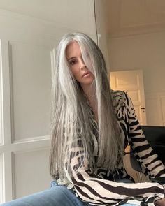 Gray Long Hair, Annika Von Holdt, Silver White Hair, Silver Haired Beauties, Natural Gray Hair