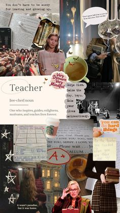 a collage of photos with people and words on them that say,'teacher '