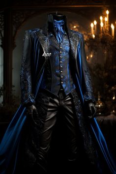 Male Ballroom Outfit, Fantasy Formal Wear Male, Fantasy Suits Male, Cool Suits For Men, Fancy Outfits Men, Villain Outfits Design Male, Fancy Suits, Tailored Fashion