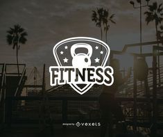 a logo for a gym with the words fitness and an image of a man lifting a barbell