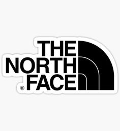 the north face logo is shown in black and white, with an orange stripe across it