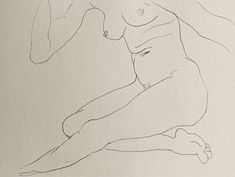 a black and white drawing of a naked woman