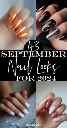 Fall Nails September 2024, September 23 Nails, Best Nail Color For September, Nail Colors For October, Nail Designs September 2024, September Nails 2024 Almond, September Nail Designs 2024, Late September Nails, Nails September 2024 Trends