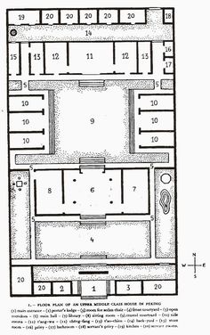 the floor plan for an old building, with numbers on each side and two different sections