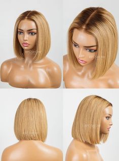 Blonde Short BOB Cut Hair HD Closure Wig Lace Front Wig - WL14 10 Inch Hair, Bob Cut Hair, White Blonde Bob, Blonde Short Bob, Short Bob Cut, Color Blonde Hair