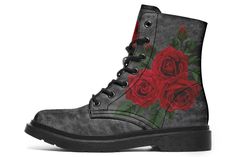 Boots Diy, Printed Boots, Boot Print, Black Boots Women, Made With Love, Red Rose, Boots Black, Boots Men, Red Roses