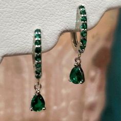 Gorgeous Dainty 925 Stamped Sterling Silver Green Emerald Crystal Diamond Huggie Style Hoop Dangle Drop Earrings. Please Note: These Are Meant To "Hug" Or Come Close To Your Earlobes. Last Picture Is For Size Reference. Brand Newno Attached Tags. Bundle & Save :) Thanks For Checking Out My Closet. Have A Happy, Safe, & Blessed Day. (2) Silver And Green Earrings, Silver Shamrock, Antique Gold Earrings, Emerald Earrings Drop, Lavender Earrings, Crystal Teardrop Earrings, Emerald Crystal, Casual Earrings, Spring Earrings