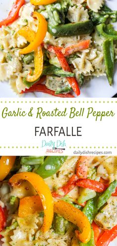 garlic and roasted bell pepper farfalle is an easy side dish for any meal