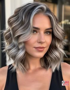 Brown With Grey Balayage, Ash Brown Gray Hair, Going Grey Transition Balayage, Reverse Balayage Grey Silver Hair, Brown To Grey Balayage, Blond To Grey Hair Transition, Gray Transition Hair Highlights, Gray Blending Hair, Natural Grey Hair Transition