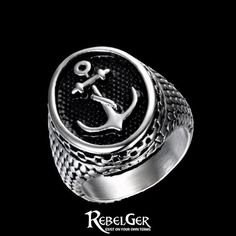 Anchor signet ring with chain detailMade from highest quality 316L Stainless SteelWon't Rust or Fade Ring With Chain, Anchor Rings, Biker Rings, Head Ring, Top Rings, The Anchor, Right Hand Rings, Mens Ring, Unique Jewelry Designs