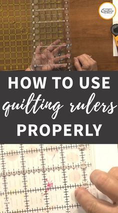 a person is using rulers to cut fabric on a table with scissors and other crafting supplies