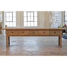 Reedition XLong Console - Reclaimed Pine-Organic Restoration-Blue Hand Home Large Console Table, Long Console, Long Console Table, Custom Consoles, Buffet Console, Console Table With Drawers, Antique Cabinets, Vintage Sideboard, Reclaimed Pine