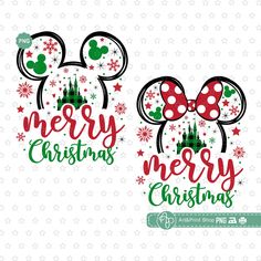 mickey mouse christmas svg file with the words merry christmas and minnie's ears