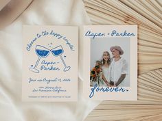 an image of two wedding cards with the words forever to the bride and groom on them