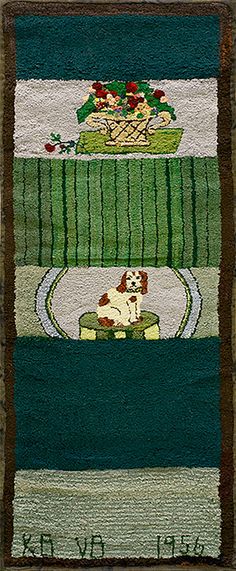 a rug with a dog laying on top of it