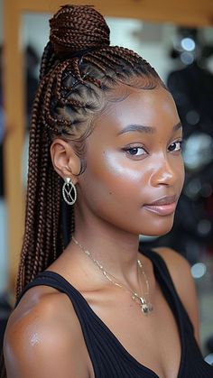 Slay Every Look: 25 Medium Knotless Braids Hairstyles To Style Braids, Protective Style Braids Cornrows, Knotless Braids Updo Styles, Knotless Braids In Ponytail, Hair Styles Braids Easy, Easy Braids Hairstyles For Black Women, How To Style Braids Hairstyles, Braids Hair Styles For Black Women, Half Up Half Down Hairstyles Braids