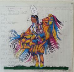 a drawing of a native american dancer