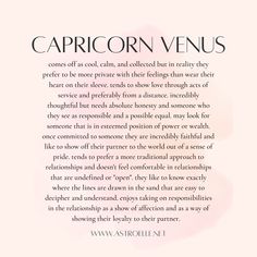 the back cover of an article about capricorn venus