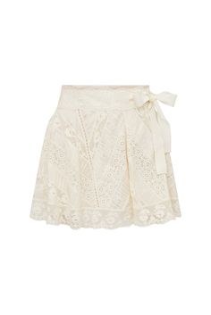 Introducing the Shayda Skirt. An update to our best-selling Matera Skirt, this vintage-inspired mini is flirty and feminine with chevron Victorian-inspired details like laces and panels all over. The A-line skirt features a grosgrain ribbon threaded throughout the waistband with a self tie bow at the side.