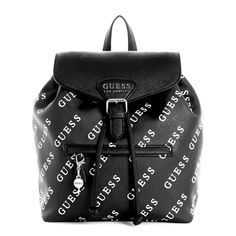 Guess Women’s Luella Backpack Logo Guess Black. For The Everyday Outing. Carry Along This Faux-Leather Backpack Featuring A Logo Printed Body, Solid Fold-Over Flap, Logo Emblem, Drawstring And Magnetic Closures, Front Zip Pocket And Adjustable Straps. Measure: 9.5"W X 11.5"H X 5.25"D Totally New With Tag*** Shipping Same Day*** Andro Fashion, Guess Backpack, Yellow Backpack, Guess Women, Brown Backpacks, Guess Logo, Faux Leather Backpack, Quilted Backpack, Logo Emblem