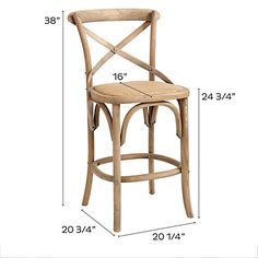 an image of a wooden chair with measurements