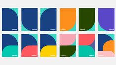 six different color palettes with the same background