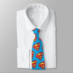 Classic Supergirl Logo with Blue Outline Neck Tie