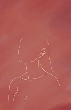 a drawing of a woman's profile on a red background with the outline of her head