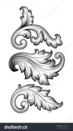 black and white scroll ornament with swirls on the side stock photo - 547