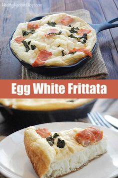 an egg white frittata on a plate with a fork