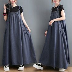 Top Rated Ladies Loose Baggy Swing Denim Dress Oversized Sleeveless Pockets Casual Summer, Fashion Women's Dresses Denim Suspenders, Casual Punk, Oversized Dress, Spring Summer Dress, Jodhpur, Types Of Skirts, Spring Dresses, Swing Dress