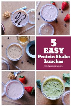 the five easy protein shake lunches are ready to be eaten