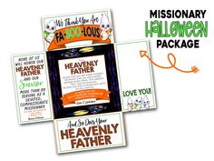 two halloween flyers with the words, heavenly father and i love you