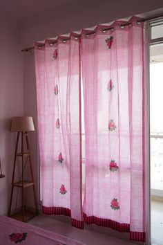 Transform your living space with our exquisite Pink Textured Sheer Curtains, crafted to perfection with a unique Mughal Rose Buta Print. These Custom Curtain Panels are handmade in India using traditional block printing techniques, adding a touch of elegance and cultural richness to your home decor.  Ideal for the living room, these Indian Sheer Curtains offer a delicate blend of aesthetic and natural light, creating a warm and inviting ambiance. Elevate your interior with these stylish and soph Unique Curtains Living Room, Curtains In Room, Eclectic Window Treatments, Curtains Bedroom Aesthetic, Unique Curtain Ideas, Summer Curtains, Crystal Curtains, Closet Curtains, Print Curtains