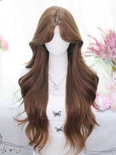 Get the perfect mix of sophistication and playfulness with our wavy long synthetic wig in a rich brown shade. This stunning wig features stylish curtain bangs that add a touch of effortless charm to your look.   Please note that this product includes only the wig. Garment Size SizeFree SizeHair Length65-70 Wig With Curtain Bangs, Wavy Long Hair, Hair Stail, Hair Stages, Pretty Hair Cuts, Cool Hair Designs, Brown Shade, Ribbon Hairstyle