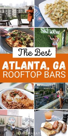 Collage of rooftop bars in Atlanta Georga. Midtown Atlanta Restaurants, Atlanta Georgia Restaurants, Atlanta Aesthetic, Atlanta Activities, Atlanta Brunch, Atlanta Georgia Downtown, Atlanta Trip, Atlanta Buckhead