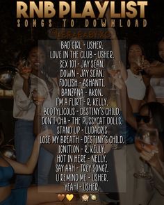 the cover art for rnb playlist, featuring various female djs and their names