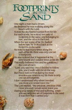 footprints in the sand poem with shells on it