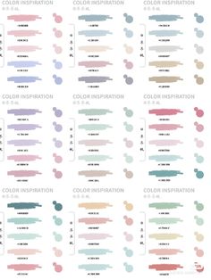 mickey mouse color chart for the disney world theme park, including colors and their names