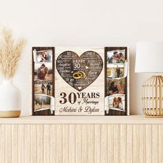 a couple's 30th wedding anniversary gift with pictures on the front and back of it