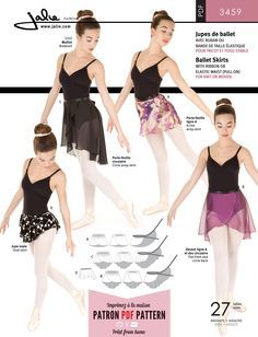 the instructions for how to wear ballet shoes in different styles and colors, including leotards