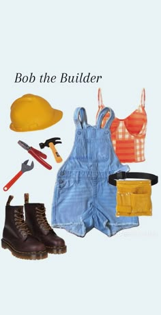 an image of clothes and tools for the builder