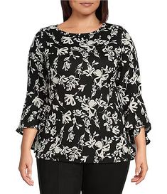 Plus-Size Tops & Blouses | Dillard's Work Tops For Women Office Style, Checked Blouse, Tops And Blouses, Women Office, Work Tops, Dillard's, Office Fashion, Cuff Sleeves, Plus Size Tops