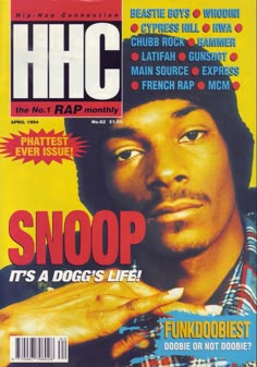 the front cover of hhc magazine with snoop dogg on it's back page