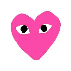 a pink heart with two black eyes