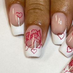 #valentinenails #cupid #love Glam Valentines Day Nails, Alt Valentines Nails, Nail Ideas Unique, Cupid Nails, Anti Valentines Day Nails, Vamp Nails, Urban Nails, Vday Nails, Valentine Nail