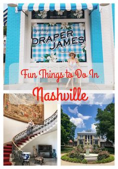 a collage of photos with the words fun things to do in nashville