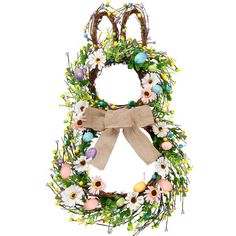 an easter wreath with eggs and flowers