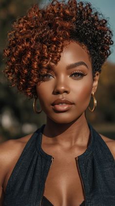 Gorgeous Caramel Roots TWA for Effortless Style 💁🏾‍♀️ Fall Crochet Hairstyles For Black Women, Cultural Hairstyles, Short Hair For Black Women, Island Women, Hair Color For Brown Skin, Cabello Afro Natural, Short Natural Curly Hair, Tapered Natural Hair, Hair For Black Women