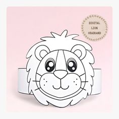 a paper lion head on a pink background